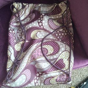 Purple Paisley drawstring backpack.